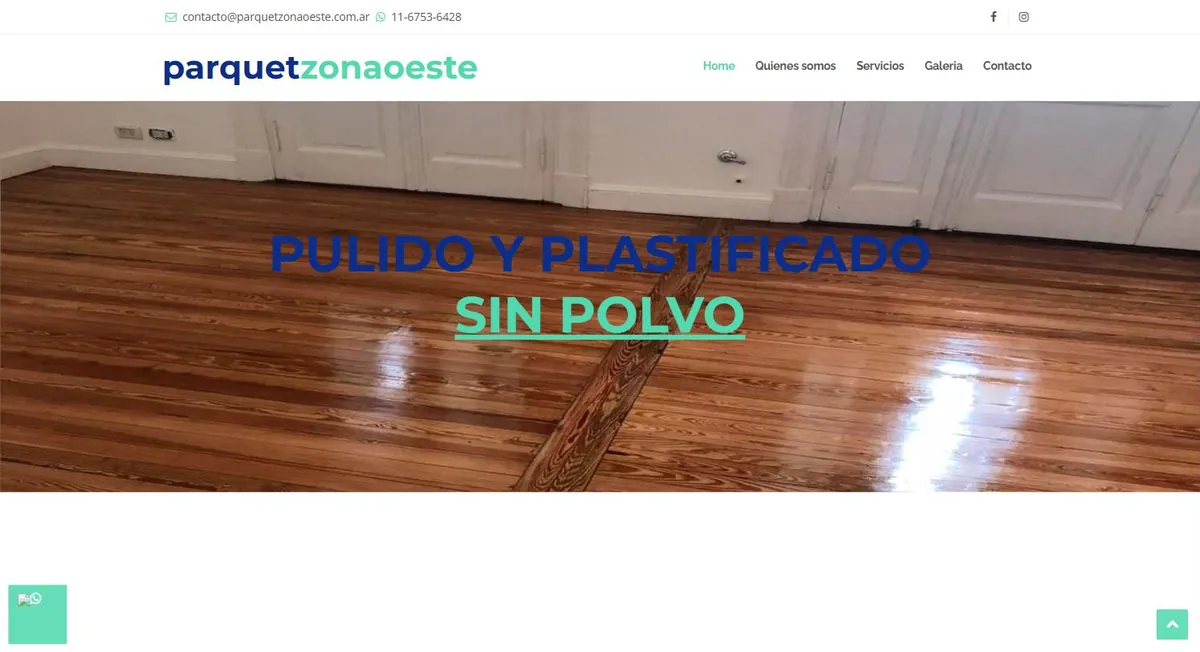 Sitio de Parquet Zona Oeste, cliente de la campaña