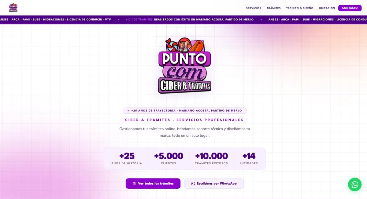 Sitio web de Punto Com, Ciber & Trámites
